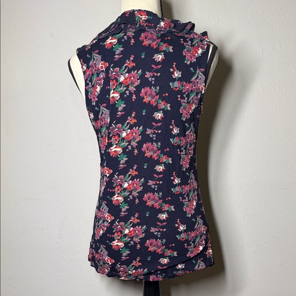 Express Navy Floral Ruffle Blouse - Picture 2 of 2